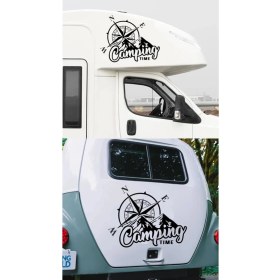 Resim Sticker Usta Camping Time Pusula Offroad 4x4 Kamp Avcı Araba Oto Karavan Sticker 02166 