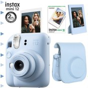 Resim Fujifilm Instax Mini 12 Fotoğraf Makinesi + 10'lu Film + Çerçeve + Deri Kılıf Seti Mavi 