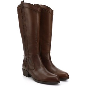 Resim Gönderi(R) Kadın Kahve Antik Fermuarlı Kalın Topuklu Hakiki Deri Kovboy Çizme Dkzc61347538 Kahverengi 