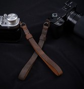 Resim minimal X design Minimal X Kamera Bilekliği - Taba - Gerçek Deri & El Yapımı & Minimalist Tasarım 