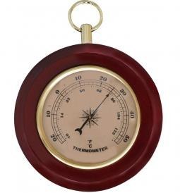 Resim Termometre Kadran Çap:9Cm Ahşap Plaka Çap:13Cm 