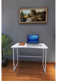 Resim Metallica Concept Delta Katlanabilir Beyaz Çalışma Masası Bilgisayar Masası Çizim Masası Beyaz 