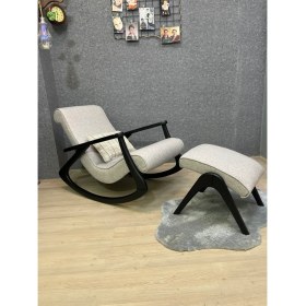 Resim Asedia Ekol Siyah Gri Ahşap Sallanan Sandalye Dinlenme Emzirme Baba Tv Okuma Uzanma Koltuğu Berjer 