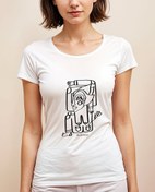 Resim Gül Döktüm Kadehlerine Viskili Geniş Yaka Tişört 