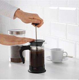 Resim French Press 0,4 Litre Cam/paslanmaz Çelik Yükseklik: 17 Cm Çap: 8 Cm Siyah - Şeffaf 
