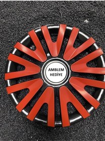 Resim 14 İnç Jant Kapağı Renault Kırmızı Renkli Kırılmaz + 4 Adet Amblem 4911k9renault 