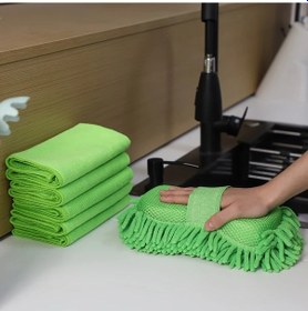 Resim Topshop1 Green Mikrofiber Araba Yıkama Süngeri Ve Havlu Seti 6 Parça Çiziksiz Süper Emici Yeniden Kullanılabilir 