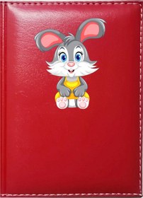 Resim Promosyon Denizi Sevimli Tavşan 2 Görselli Kırmızı Ruhsat Kabı 