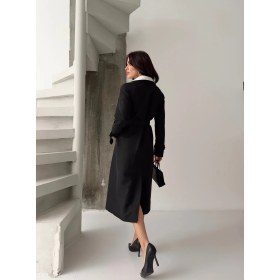 Resim Comstar Kadın Klasik Cepli Kuşaklı Trend Midi Siyah Trençkot 
