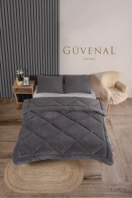 Resim Elite Wellsoft Çift Kişilik Çift Taraflı Yastık Kılıflı Lüx Yorgan Seti Yorgan Uyku Seti Çeyiz Antrasit 