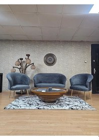 Resim Teddy Takım Gold Kaplama Sivriltme Ayak Çay Seti Koltuk - Berjer Çok Renkli 