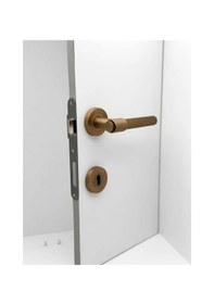 Resim Erva Handles Zk79 Mat Antik Sarı Rozetli Oda Kapı Kolu 1 Takım 