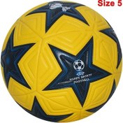Resim Cordial Boyut 5 Profesyonel Futbol Topu 1 Adet Yüksek Kaliteli Pu Dikişsiz Sarı Mavi Yıldız Desenli Dış Mekan Maç Eğitim Altın 