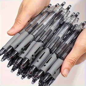 Resim 10 adet 0,5 mm çaplı yuvarlak top kalem, büyük kapasite ve harika yazma yeteneği, okul ve ofis için uygun. 