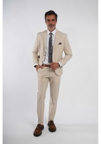 Resim İntersivin Slim Fit Likralı Mikrofiber Kumaş Toprak Takım Elbise Toprak 