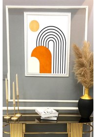 Resim Soyut Boho Geometrik Desenli Dijital Baskılı Kadife Kumaş Çerçeveli Tablo Tbl0088 