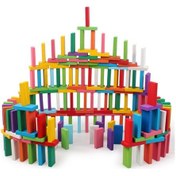 Resim 200 Parça Ahşap Domino Renkli 