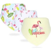 Resim 3 Adet/takım Yüksek Kalite Önlükler Çift Katmanlar Pamuk Tükürük Havlusu Flamingo Flamingo 