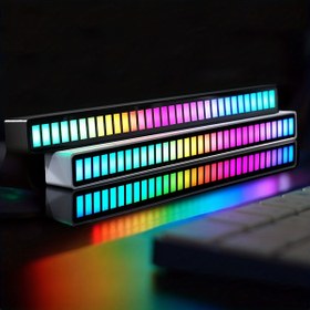 Resim 2 Adet LED Pickup Işıklar RGB Ses Kontrollü Senkron Ritim Aydınlatması - Renk Değiştiren Efektli USB Şarjlı Muzik Atmosfer Işığı, Masaüstü Oyun ve E-Spor Partileri İçin 