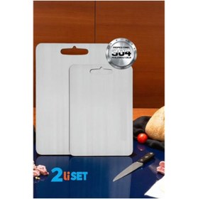 Resim MBB ETİCARET Modacar Kesim Tahtası - Profesyonel 304 Paslanmaz Çelik Doğrama Tahtası 2 Lİ SET 
