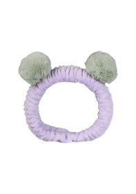 Resim Toyaş Lila Yeşil Ponponlu Peluş Bandana Makyaj Spa Saç Bandı Çok Renkli 