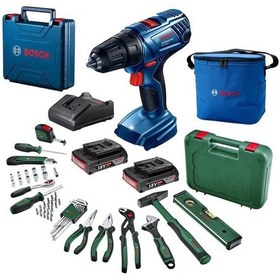 Resim Bosch Professional GSR 180-lı 2x18V 2.0AH Çift Akülü Delme Vidalama Makinesi + Bosch Gelişmiş El Aleti Seti 52 Parça + Bosch Termos Çanta 11 Litre Kombo Usta Seti 