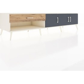 Resim Kronos Tv Ünitesi 2 Raflı Tek Çekmeceli 3 Kapaklı 220x59x51 Aytaşı-antrasit/çam Antrasıt/atlas Çam - Aytası 