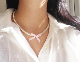 Resim Pink Ribbon Set - Earrings 