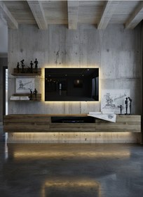 Resim Resital Ledli Duvara Monte Tv Sehpası - Ceviz - W6019-2 Ceviz 