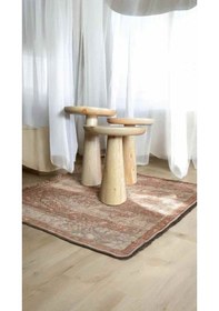 Resim El Yapımı Ahşap Mantar Sehpa 3 Lü Naturel Renk Zigon Sehpa Bej 