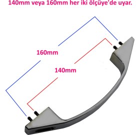 Resim Seta 2 Kapaklık Krom Duşakabin Kulpu 140 mm ve 160 mm Ölçülerine Uygun 2 Iç 2 Dış Çift Kapak D Kulp 