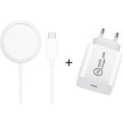 Resim Xj-31 2'si 1 Arada 15w Manyetik Kablosuz Şarj Cihazı Pd 20w Usb-c / Type-c İphone Uyumlu Serisi İçin Seyahat Şarj Cihazı Seti, Fiş Boyutu: Ab Tak 