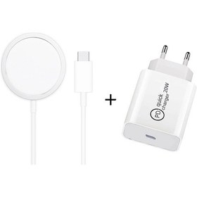 Resim Xj-31 2'si 1 Arada 15w Manyetik Kablosuz Şarj Cihazı Pd 20w Usb-c / Type-c İphone Uyumlu Serisi İçin Seyahat Şarj Cihazı Seti, Fiş Boyutu: Ab Tak 