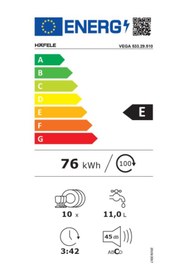 Resim Hafele Vega 45 Cm 10 Kişilik Ankastre Bulaşık Makinesi 