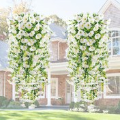 Resim 4'lü Paket Büyük 79.98cm Gerçekçi Yapay Çiçek Asma Sarmalları - UV Dayanıklı Dış Mekan/İç Mekan Düğün, Ev, Bahçe, Ofis Dekoru - Beyaz & Yeşil Kademeli Çiçekler, Bakım Gerektirmeyen, Solmaz, Yıl Boyu Sergileme İçin - Tatiller, Partiler, Eve Taşınma Hediyesi, Çiçek Süslemeleri, Düğün Dekorasyonu, Doğal Görünümlü Yapraklar, Dayanıklı Plastik, Etkinlik Planlayıcıları için Mükemmel 