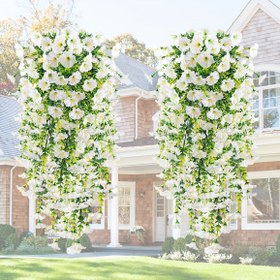 Resim 4'lü Paket Büyük 79.98cm Gerçekçi Yapay Çiçek Asma Sarmalları - UV Dayanıklı Dış Mekan/İç Mekan Düğün, Ev, Bahçe, Ofis Dekoru - Beyaz & Yeşil Kademeli Çiçekler, Bakım Gerektirmeyen, Solmaz, Yıl Boyu Sergileme İçin - Tatiller, Partiler, Eve Taşınma Hediyesi, Çiçek Süslemeleri, Düğün Dekorasyonu, Doğal Görünümlü Yapraklar, Dayanıklı Plastik, Etkinlik Planlayıcıları için Mükemmel 