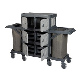 Resim UTP Professional AC2427 Alfacart 3 Katlı Kat Arabası, 2 Çöp Bölmeli, 208x57x145 cm 