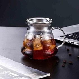 Resim Cam Drip Kahve Servis Sürahisi - Drip Coffee Server - 600 ml - Dayanıklı Borosilikat Cam, Çok Renkli 