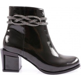 Resim Dgn 890-22k Kadin Simli İp Detayli Topuklu Bot 890-1922-R1645 Siyah Rugan 