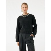 Resim Koton Bisiklet Yaka Taşlı Kadın Triko Kazak 6WAK90145HT (6WAK90145HT) 