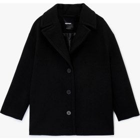 Resim Koton Uzun Kollu Cepli Düğmeli Kaşe Oversize Kaban 