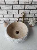Resim Traverten Teker Patlatma Mermer Lavabo 