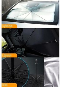 Resim Yunjiwu Araç Oto Güneşlik Katlanabilir Şemsiye Ön Cam Güneş Perdesi Antrasit 