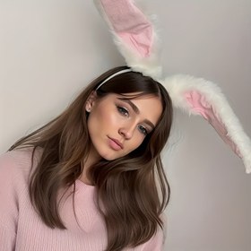 Resim Sevimli Tavşan Kulaklı Pluş Başlık Fotoğraf Aksesuarı, Noel, Yeni Yıl, Sevgililer Günü, Parti Kostümleri ve Dekoratif Saç Aksesuarları için Tavşan Kulaklı Pluş Saç Bandı. 