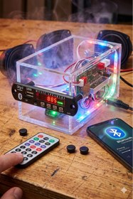 Resim Derwell Class Araç Araba Oto Teyp Aux Usb Sd Bluetoothlu Mikrofonlu Çevirici Board Teyp Dönüştürücü 2023 