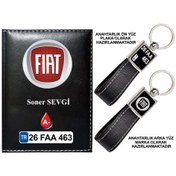 Resim Plakanıza Özel Fıat Logolu Siyah Ruhsat Kabı Ve Anahtarlık 