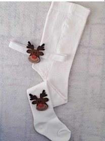 Resim Es Seri10 Kız Çocuk Geyik Figürlü Yeni Yıl Külotlu Çorap Ve Bandana 