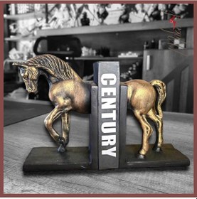 Resim Tam At Tasarımı Ile Siyah Kitap Tutucu Figür Dekoratif Masa Dekor 