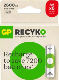 Resim GP Recyko 2700 Serisi AA Ni-Mh Şarj Edilebilir 6'lı Kalem Pil 