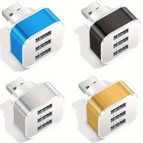 Resim 3 Portlu USB 2.0 Hub Bölücü Adaptör | Bilgisayarlar için Çok Renkli Kompakt Şarj Genişletici | Metalik Kaplama Dayanıklı Plastik | Yer Tasarruflu Tasarım | Ev ve Ofis Kullanımı İçin İdeal, USB Genişleme Merkezi | Şık Cihaz Aksesuarı | Dayanıklı Plastik Gövde 